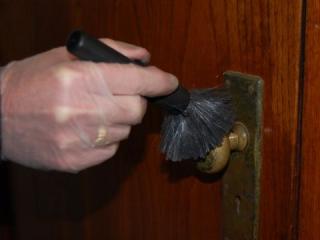 Cleaning a door handle